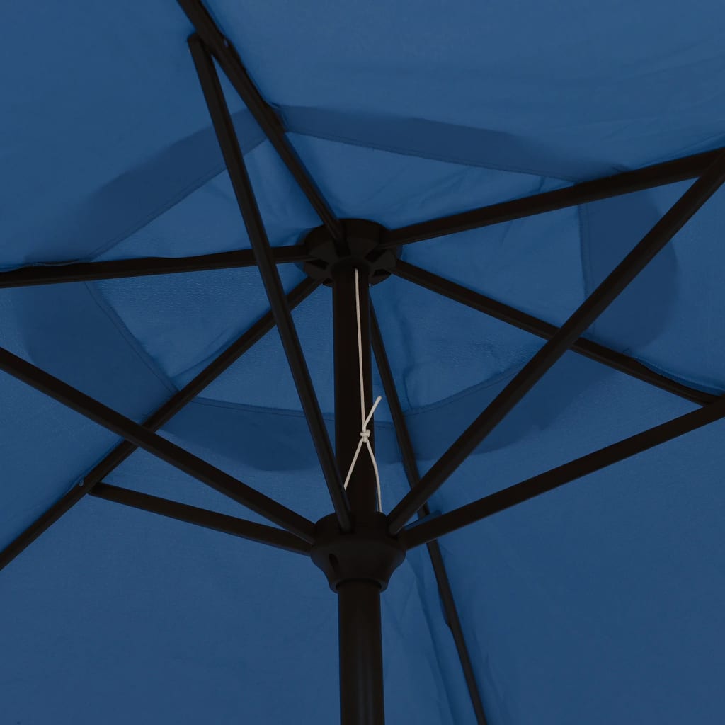 Parasol met LED-verlichting en stalen paal 300 cm azuurblauw is nu te koop bij PeponiXL, paradijselijk wonen!