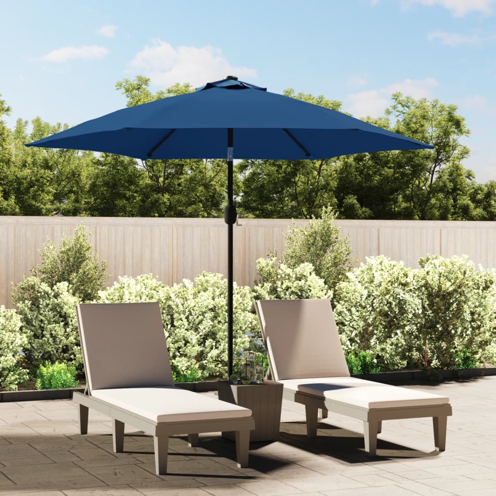 Parasol met LED-verlichting en stalen paal 300 cm azuurblauw is nu te koop bij PeponiXL, paradijselijk wonen!