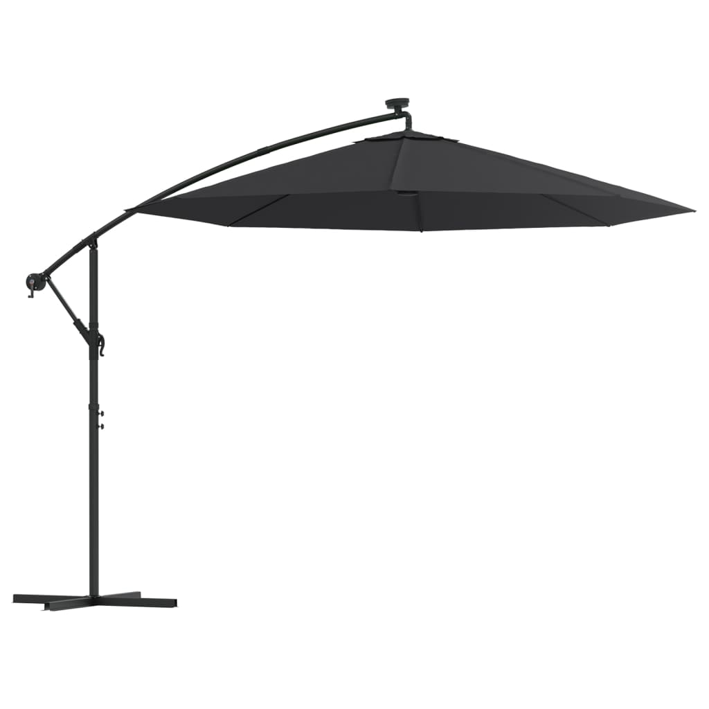 Zweefparasol met LED en stalen paal 300 cm zwart is nu te koop bij PeponiXL, paradijselijk wonen!