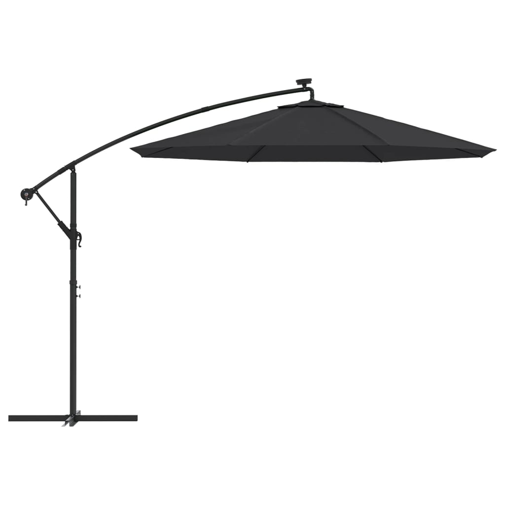 Zweefparasol met LED en stalen paal 300 cm zwart is nu te koop bij PeponiXL, paradijselijk wonen!