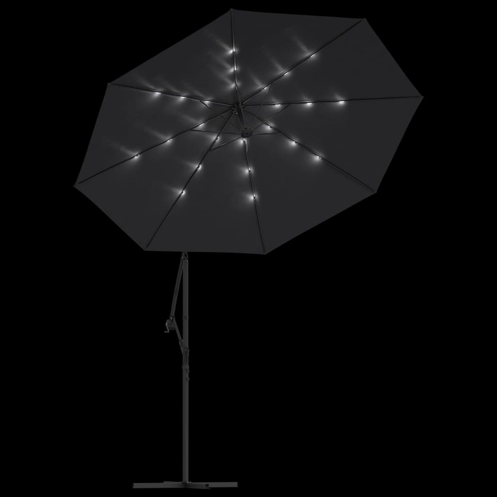 Zweefparasol met LED en stalen paal 300 cm zwart is nu te koop bij PeponiXL, paradijselijk wonen!
