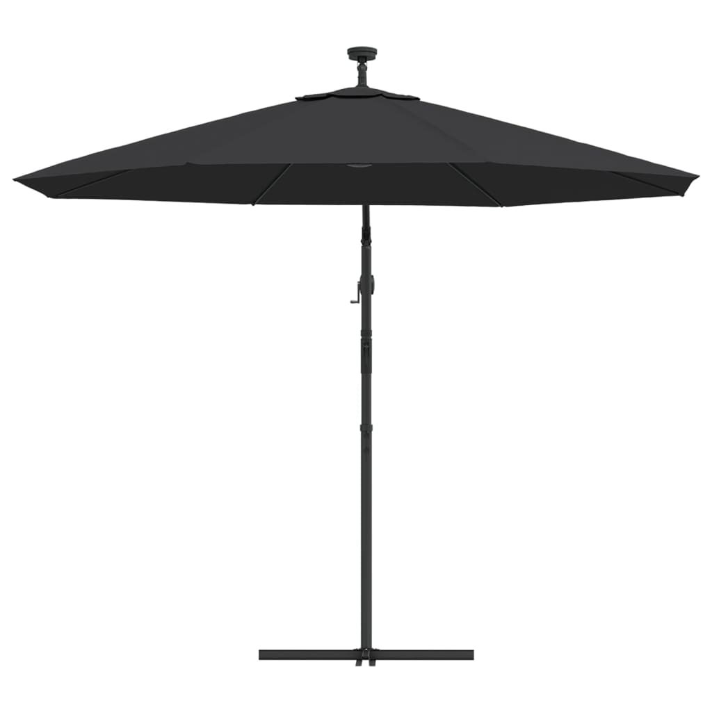 Zweefparasol met LED en stalen paal 300 cm zwart is nu te koop bij PeponiXL, paradijselijk wonen!