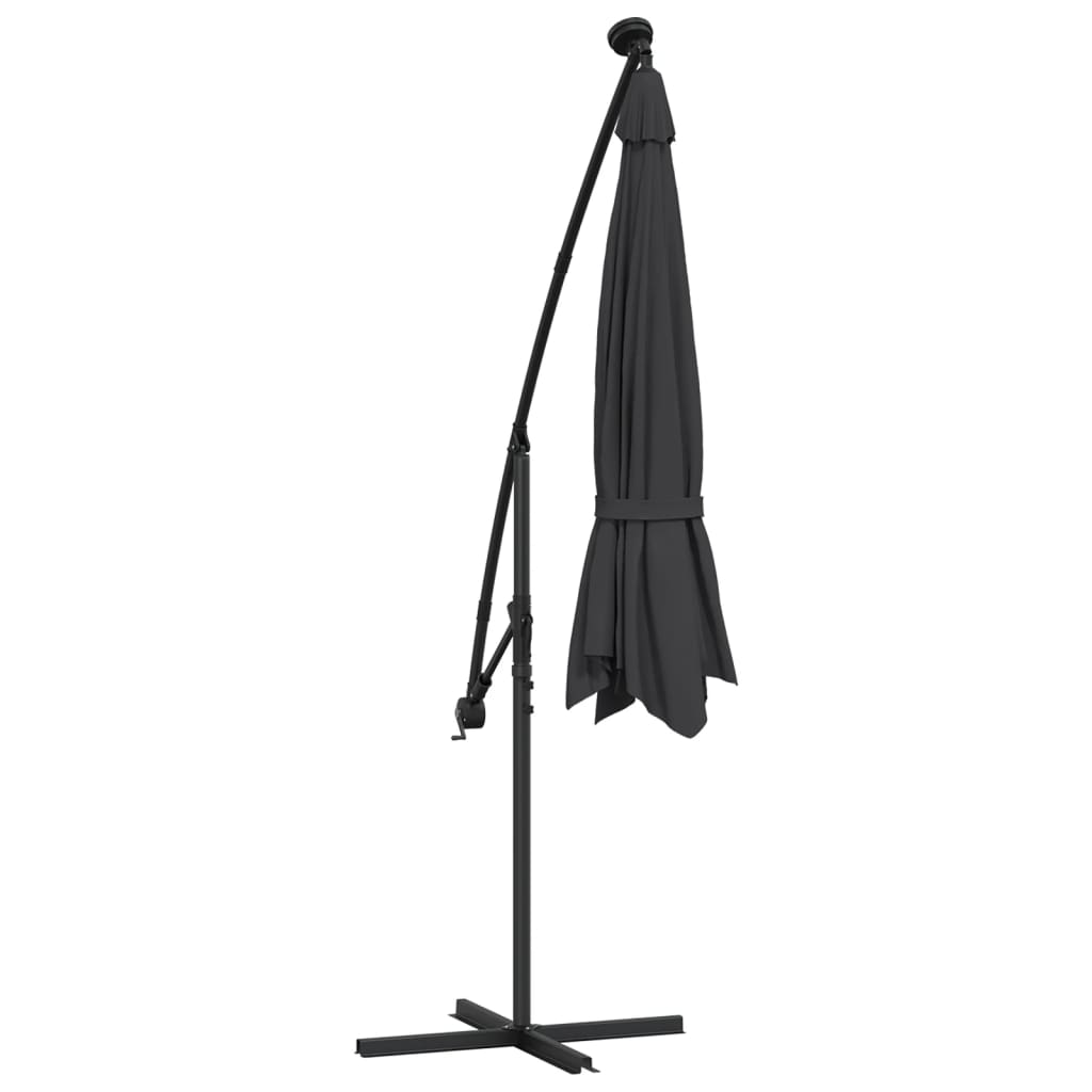Zweefparasol met LED en stalen paal 300 cm zwart is nu te koop bij PeponiXL, paradijselijk wonen!