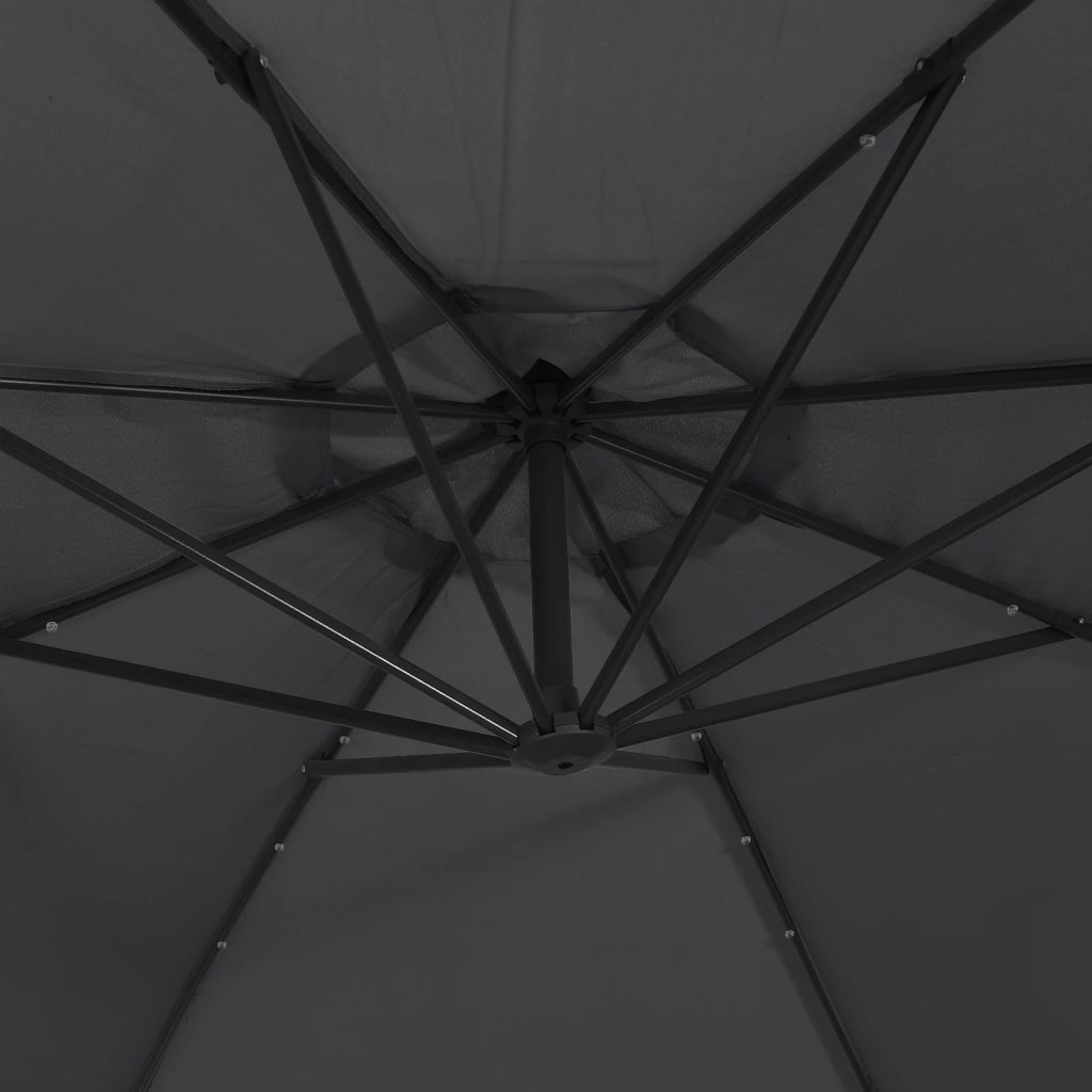 Zweefparasol met LED en stalen paal 300 cm zwart is nu te koop bij PeponiXL, paradijselijk wonen!