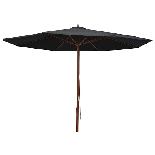Parasol met houten paal 350 cm zwart is nu te koop bij PeponiXL, paradijselijk wonen!