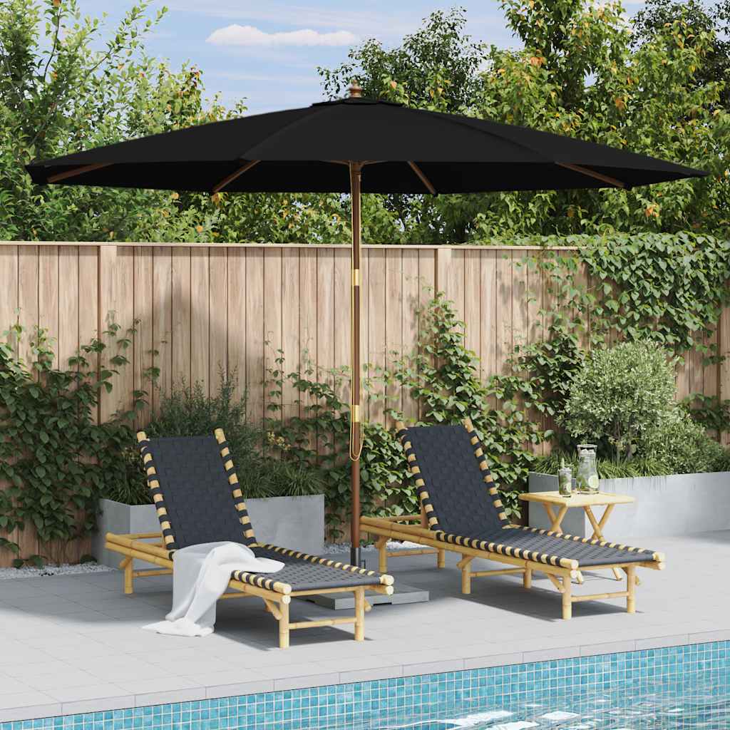 Parasol met houten paal 350 cm zwart is nu te koop bij PeponiXL, paradijselijk wonen!
