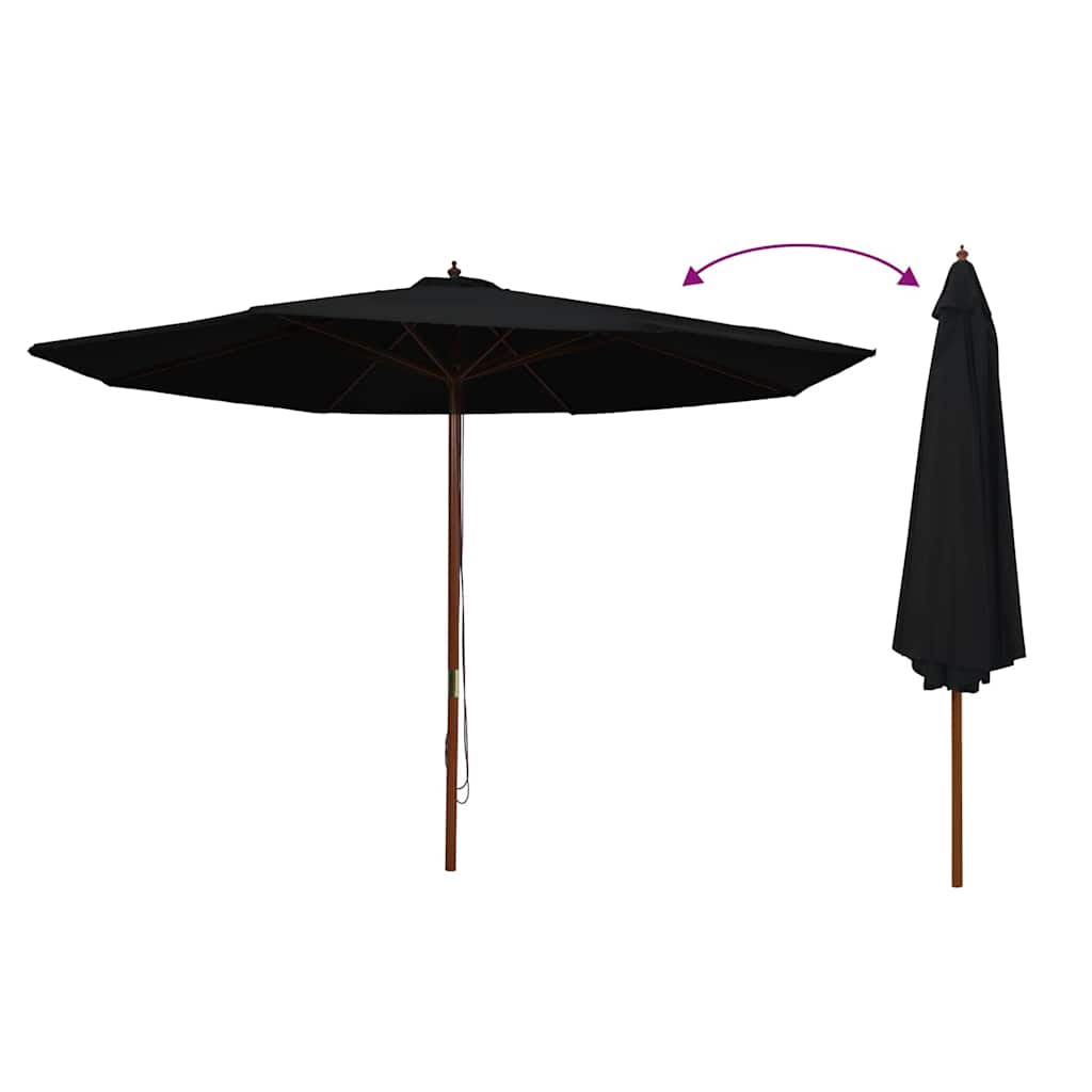 Parasol met houten paal 350 cm zwart is nu te koop bij PeponiXL, paradijselijk wonen!