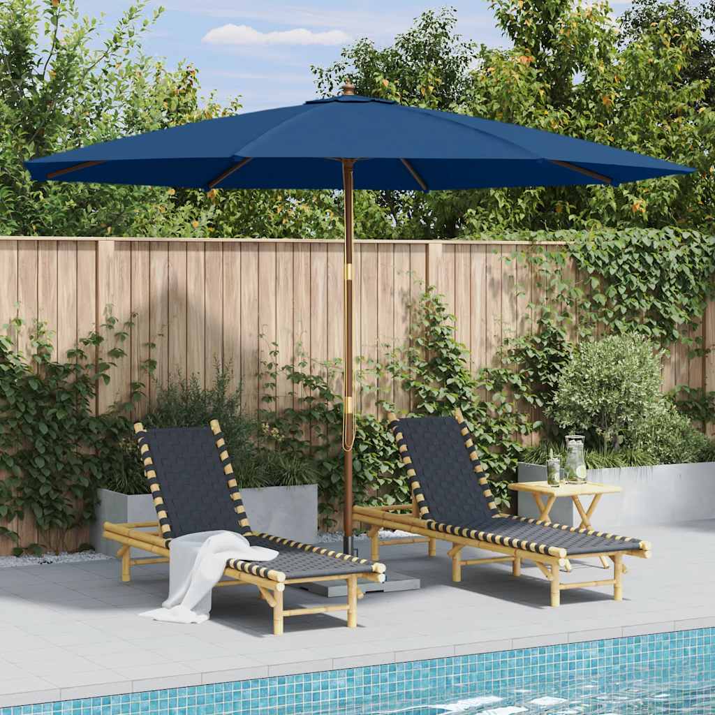 Parasol met houten paal 350 cm blauw is nu te koop bij PeponiXL, paradijselijk wonen!