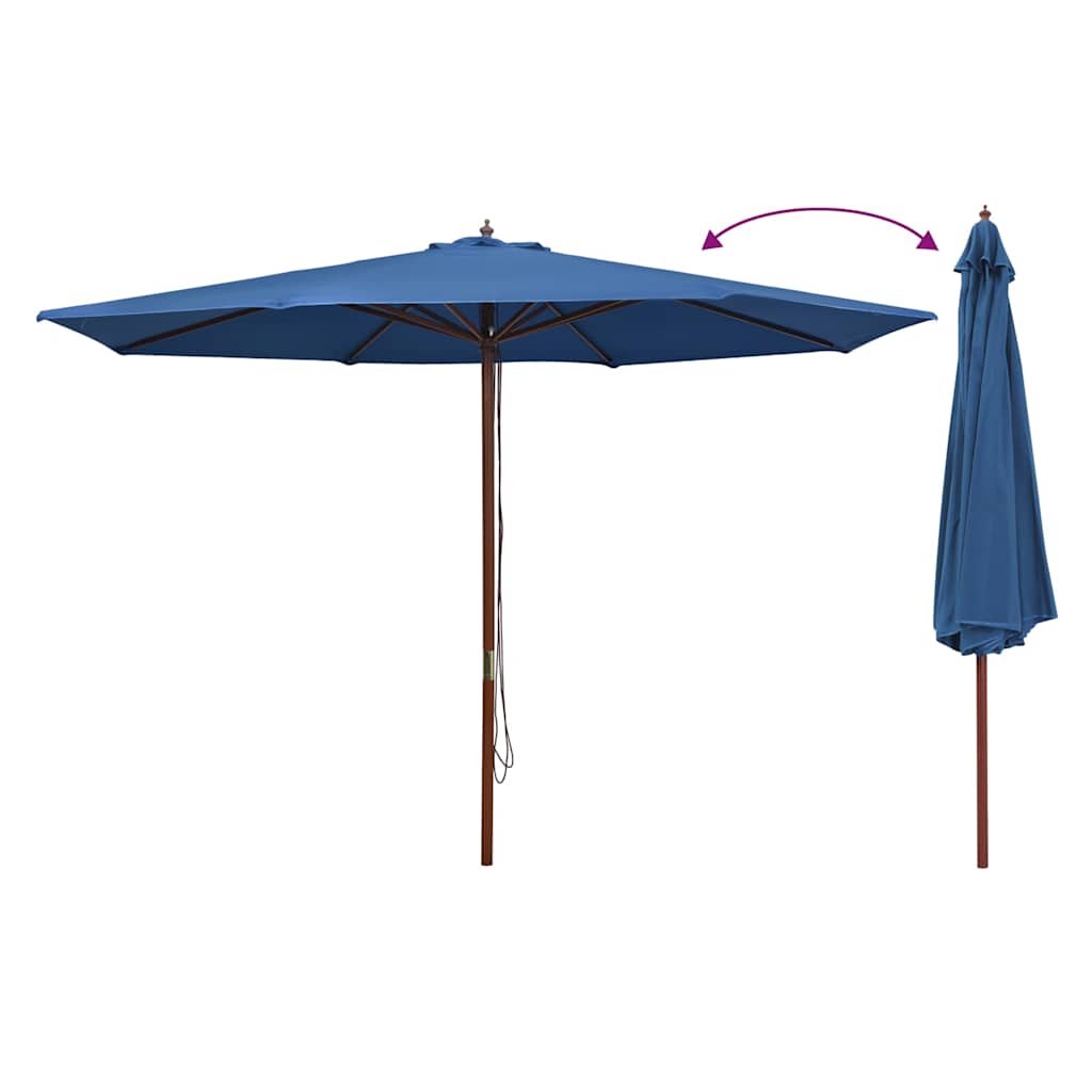 Parasol met houten paal 350 cm blauw is nu te koop bij PeponiXL, paradijselijk wonen!