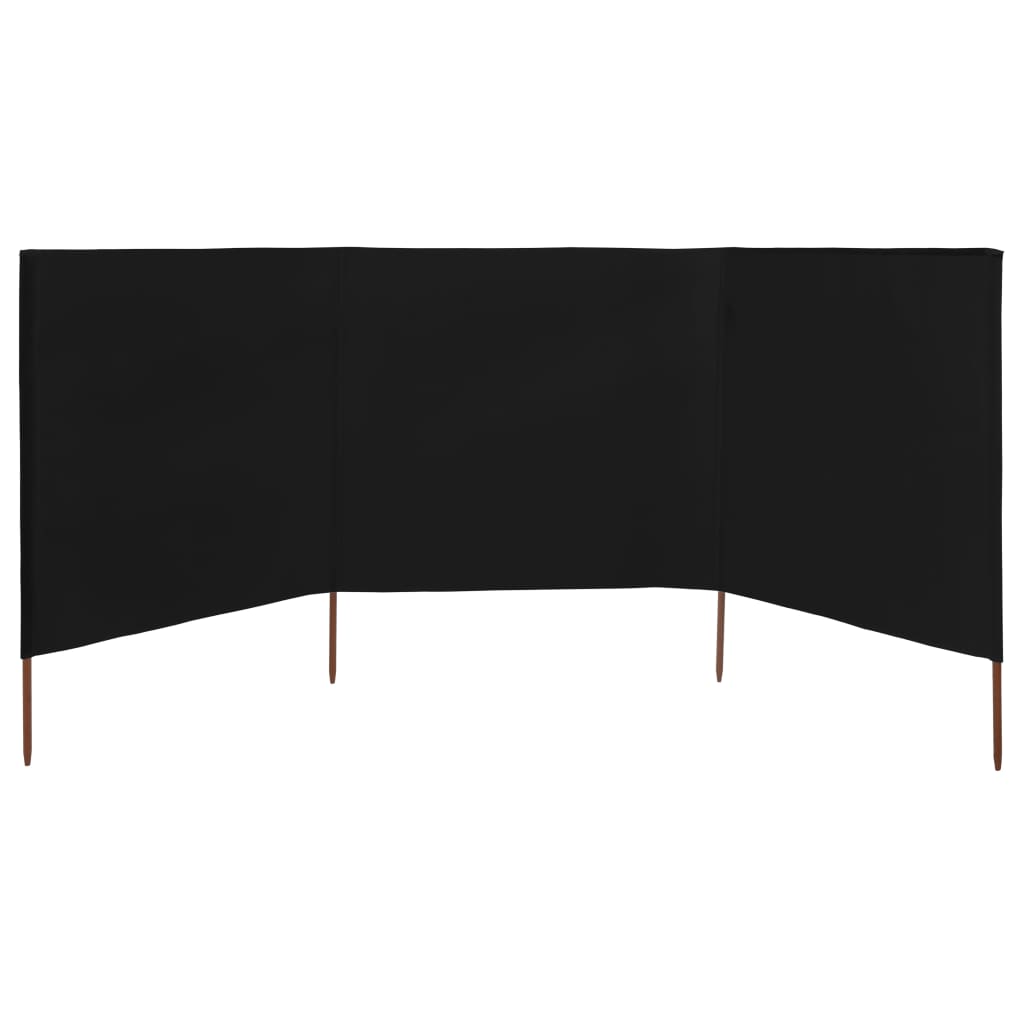 Windscherm 3-panelen 400x120 cm stof zwart is nu te koop bij PeponiXL, paradijselijk wonen!