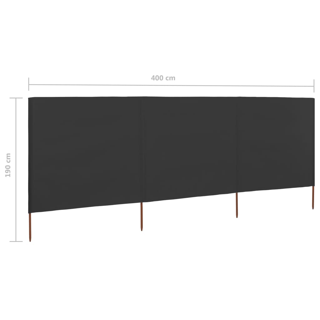 Windscherm 3-panelen 400x160 cm stof antraciet is nu te koop bij PeponiXL, paradijselijk wonen!