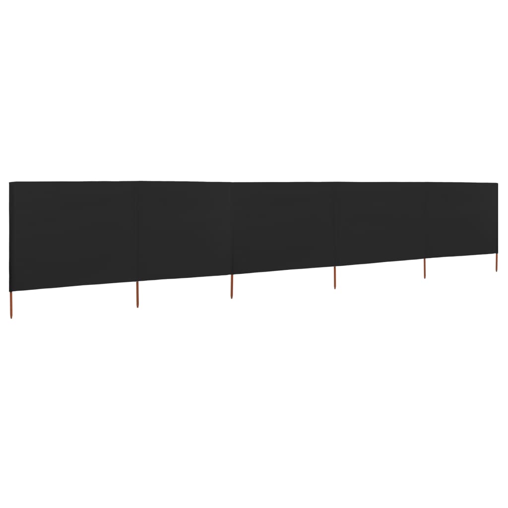 Windscherm 5-panelen 600x120 cm stof zwart is nu te koop bij PeponiXL, paradijselijk wonen!