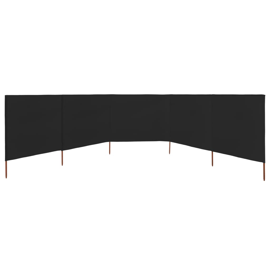 Windscherm 5-panelen 600x120 cm stof zwart is nu te koop bij PeponiXL, paradijselijk wonen!