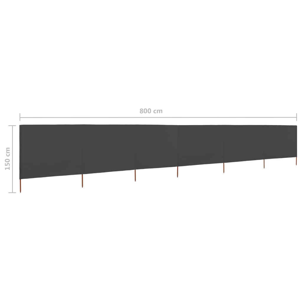 Windscherm 6-panelen 800x120 cm stof antraciet is nu te koop bij PeponiXL, paradijselijk wonen!
