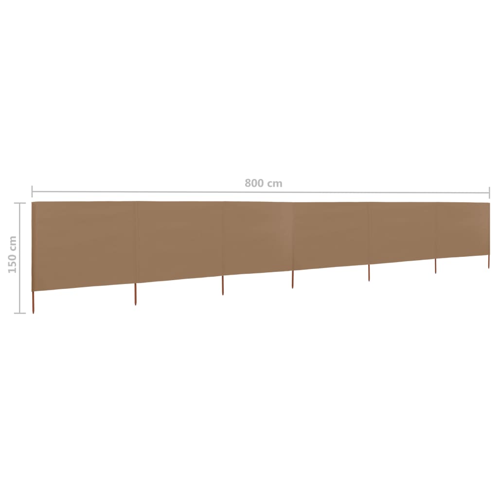 Windscherm 6-panelen 800x120 cm stof taupe is nu te koop bij PeponiXL, paradijselijk wonen!