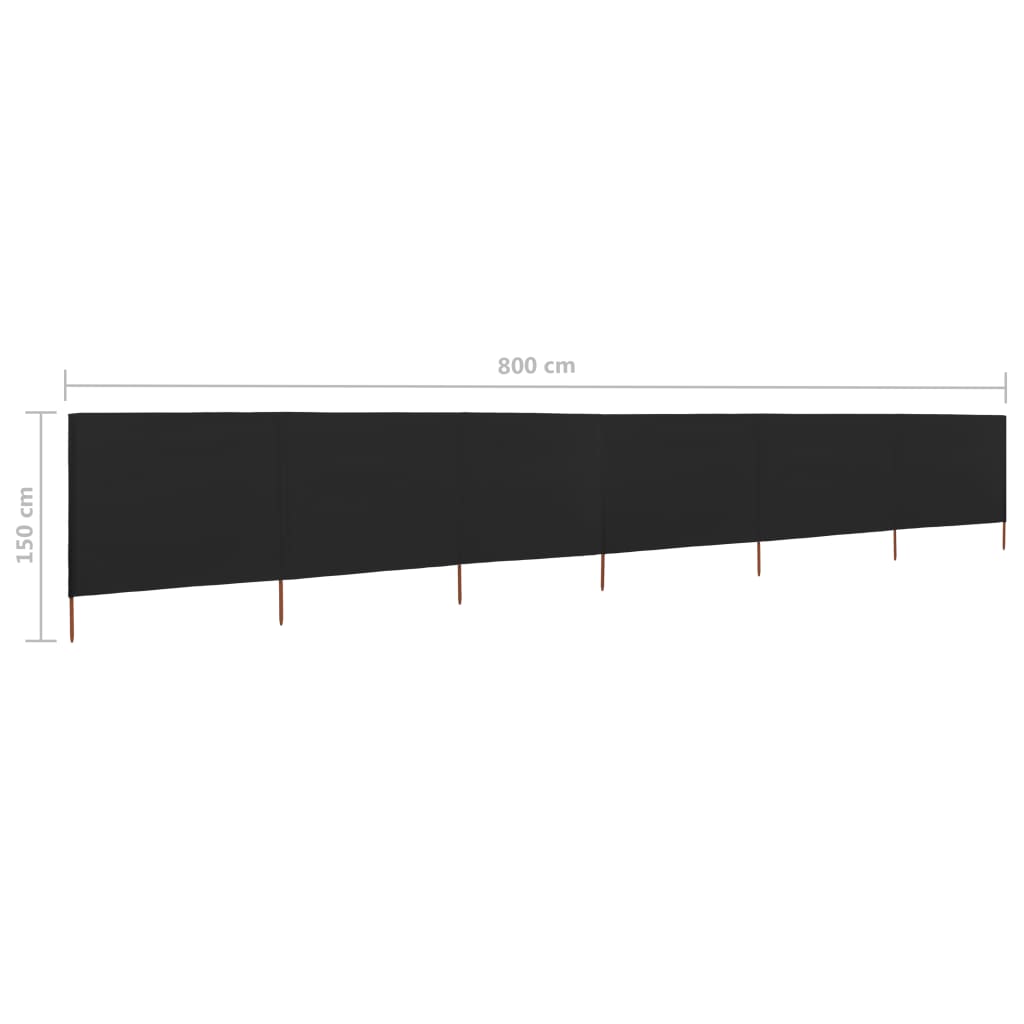 Windscherm 6-panelen 800x120 cm stof zwart is nu te koop bij PeponiXL, paradijselijk wonen!