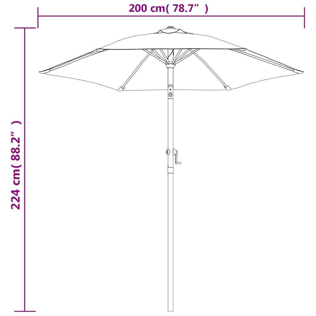 Parasol 200x224 cm aluminium zwart is nu te koop bij PeponiXL, paradijselijk wonen!