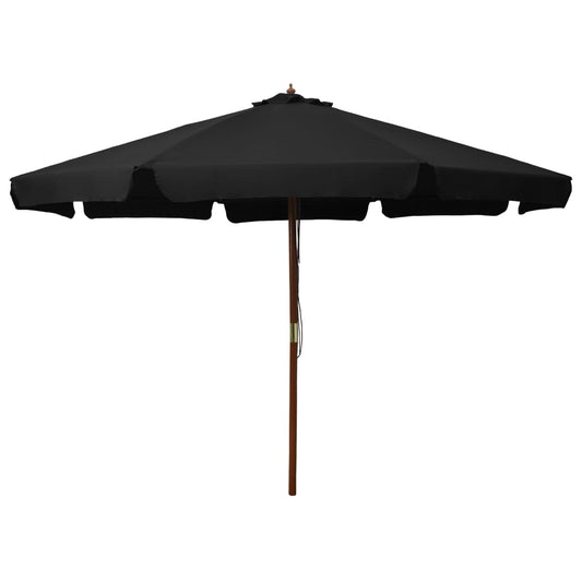 Parasol met houten paal 330 cm zwart is nu te koop bij PeponiXL, paradijselijk wonen!