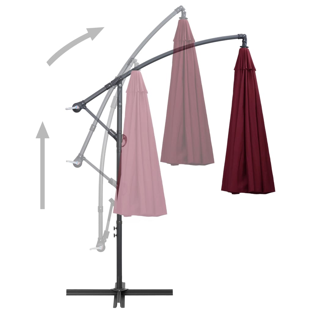 Zweefparasol met aluminium paal 3 m bordeauxrood is nu te koop bij PeponiXL, paradijselijk wonen!