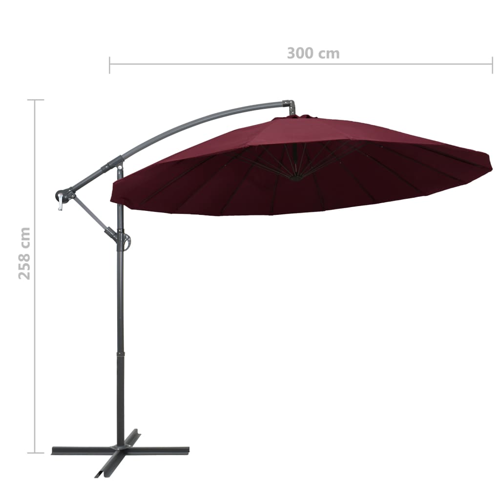 Zweefparasol met aluminium paal 3 m bordeauxrood is nu te koop bij PeponiXL, paradijselijk wonen!