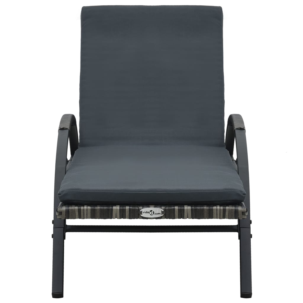 Ligbed met kussen en wielen poly rattan antraciet is nu te koop bij PeponiXL, paradijselijk wonen!