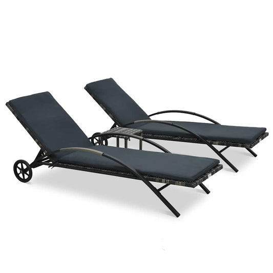Ligbedden met tafel poly rattan antraciet is nu te koop bij PeponiXL, paradijselijk wonen!