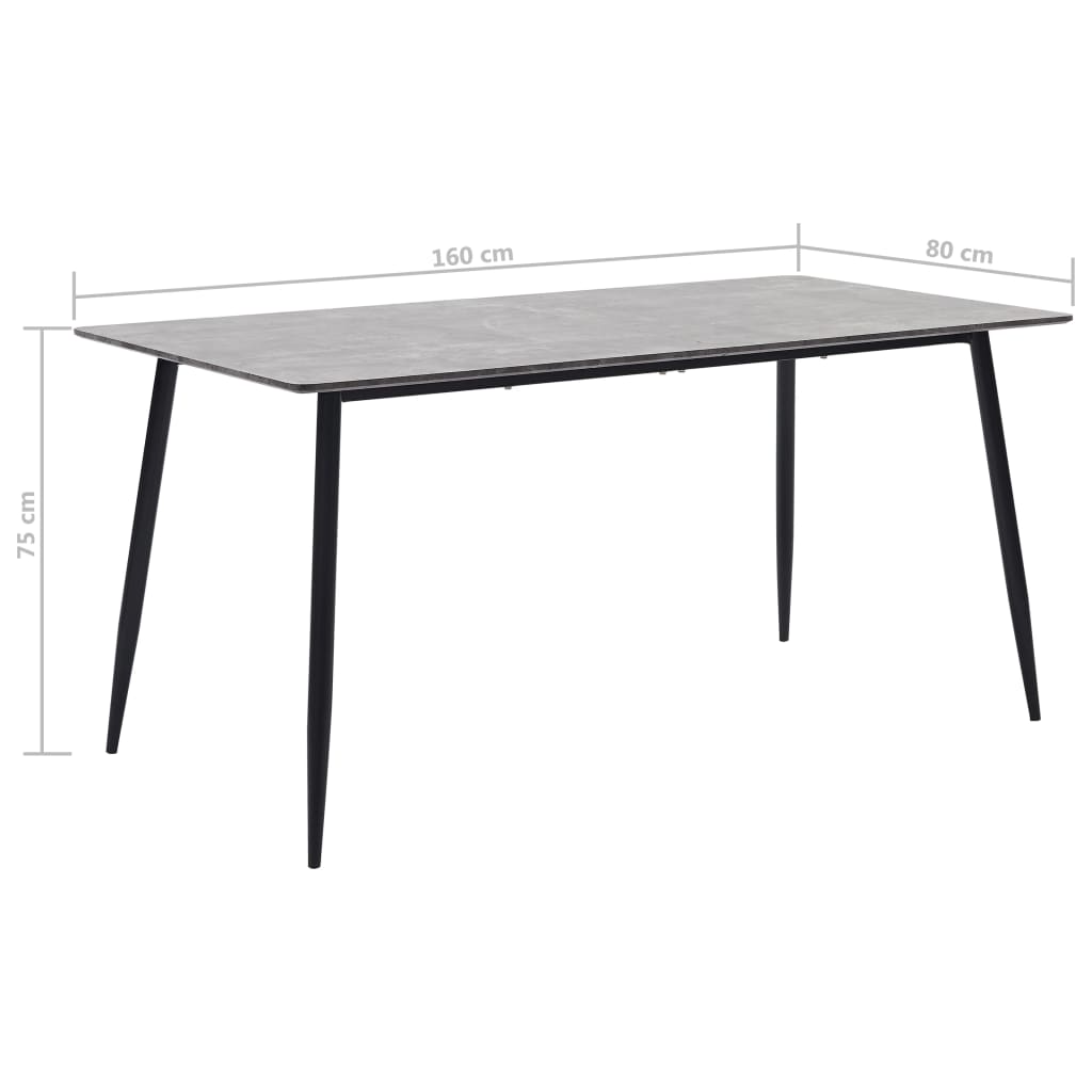 Eettafel 160x80x75 cm MDF grijs is nu te koop bij PeponiXL, paradijselijk wonen!