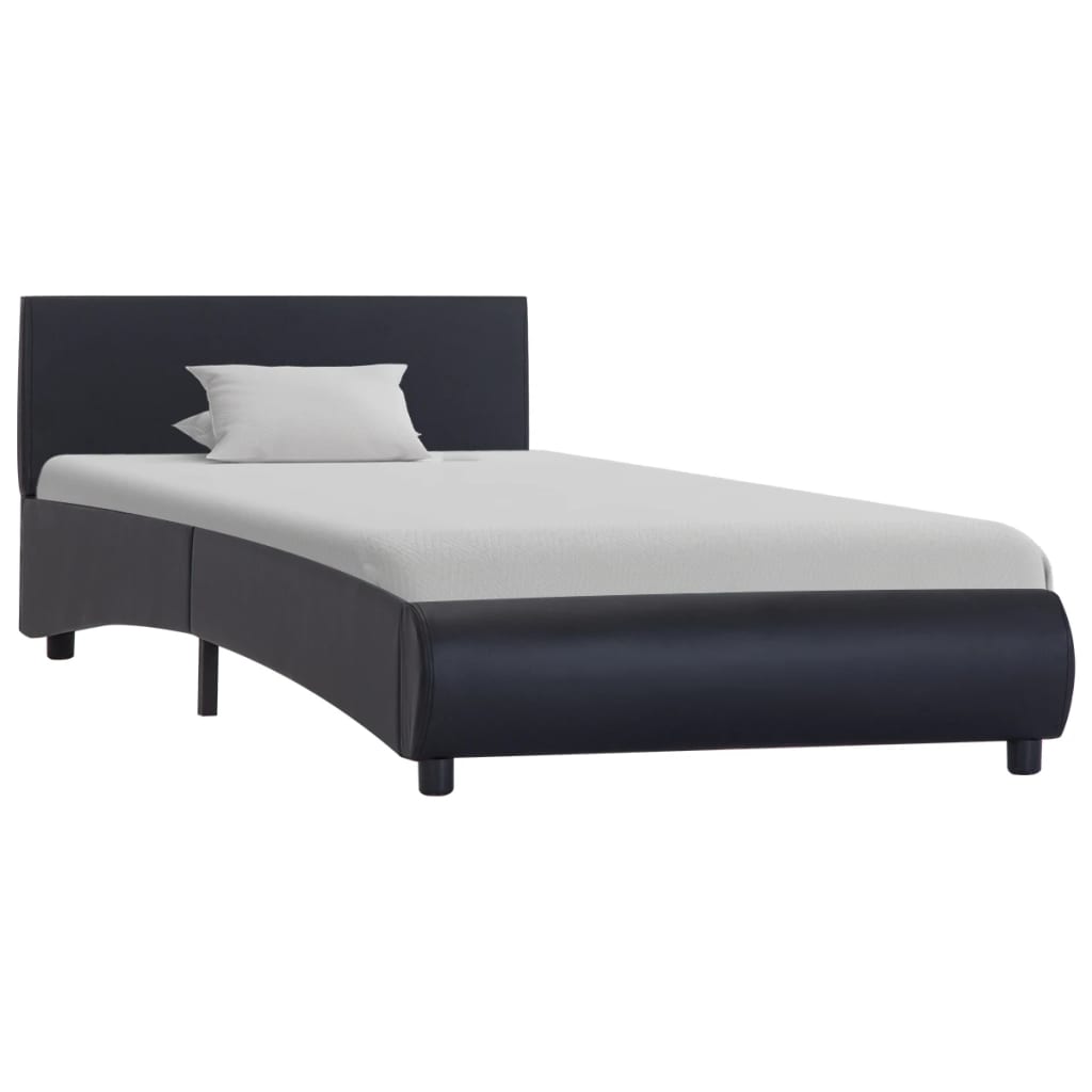 Bedframe met LED kunstleer zwart 90x200 cm is nu te koop bij PeponiXL, paradijselijk wonen!
