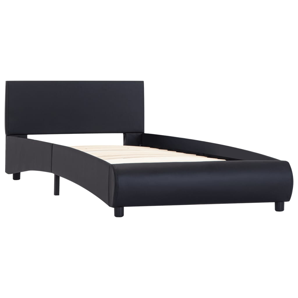Bedframe met LED kunstleer zwart 90x200 cm is nu te koop bij PeponiXL, paradijselijk wonen!