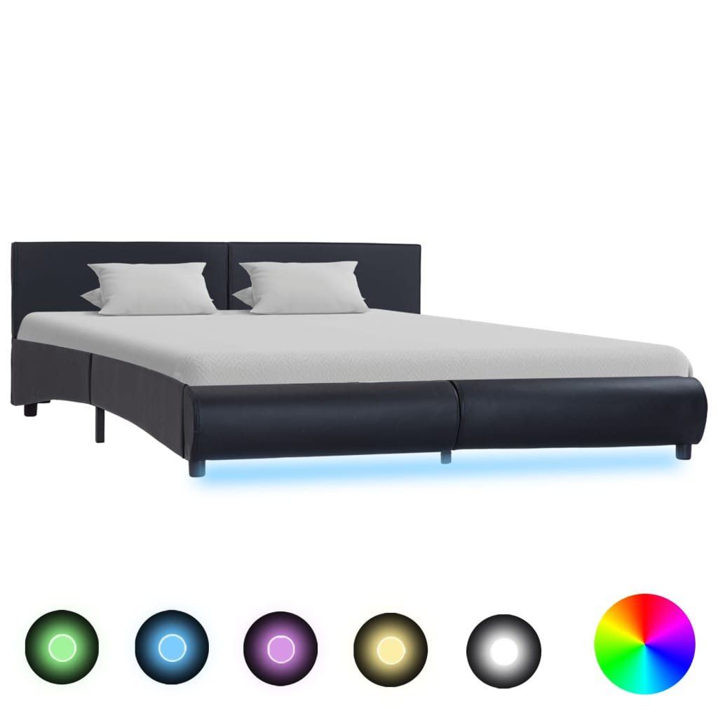 Bedframe met LED kunstleer zwart 180x200 cm is nu te koop bij PeponiXL, paradijselijk wonen!