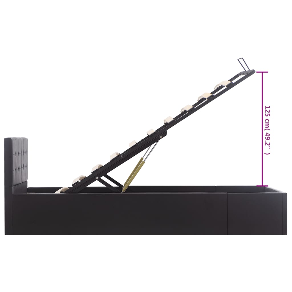 Bedframe met opslag hydraulisch kunstleer zwart 100x200 cm is nu te koop bij PeponiXL, paradijselijk wonen!