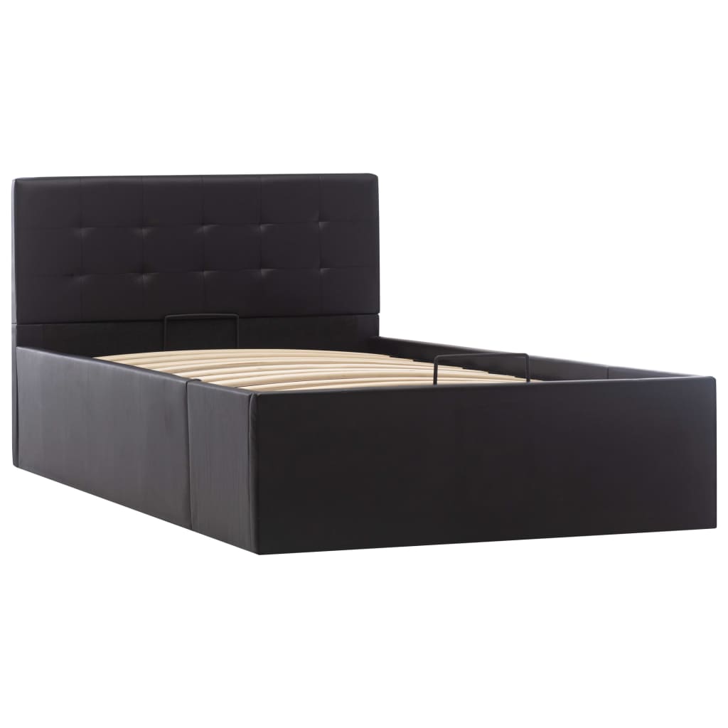 Bedframe met opslag hydraulisch kunstleer zwart 100x200 cm is nu te koop bij PeponiXL, paradijselijk wonen!