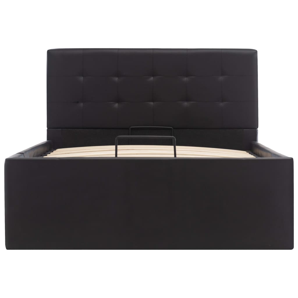 Bedframe met opslag hydraulisch kunstleer zwart 100x200 cm is nu te koop bij PeponiXL, paradijselijk wonen!