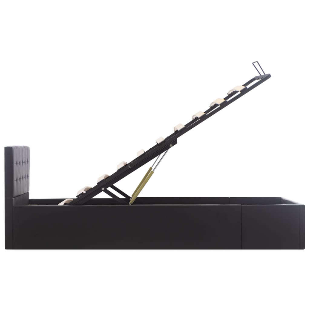 Bedframe met opslag hydraulisch kunstleer zwart 100x200 cm is nu te koop bij PeponiXL, paradijselijk wonen!