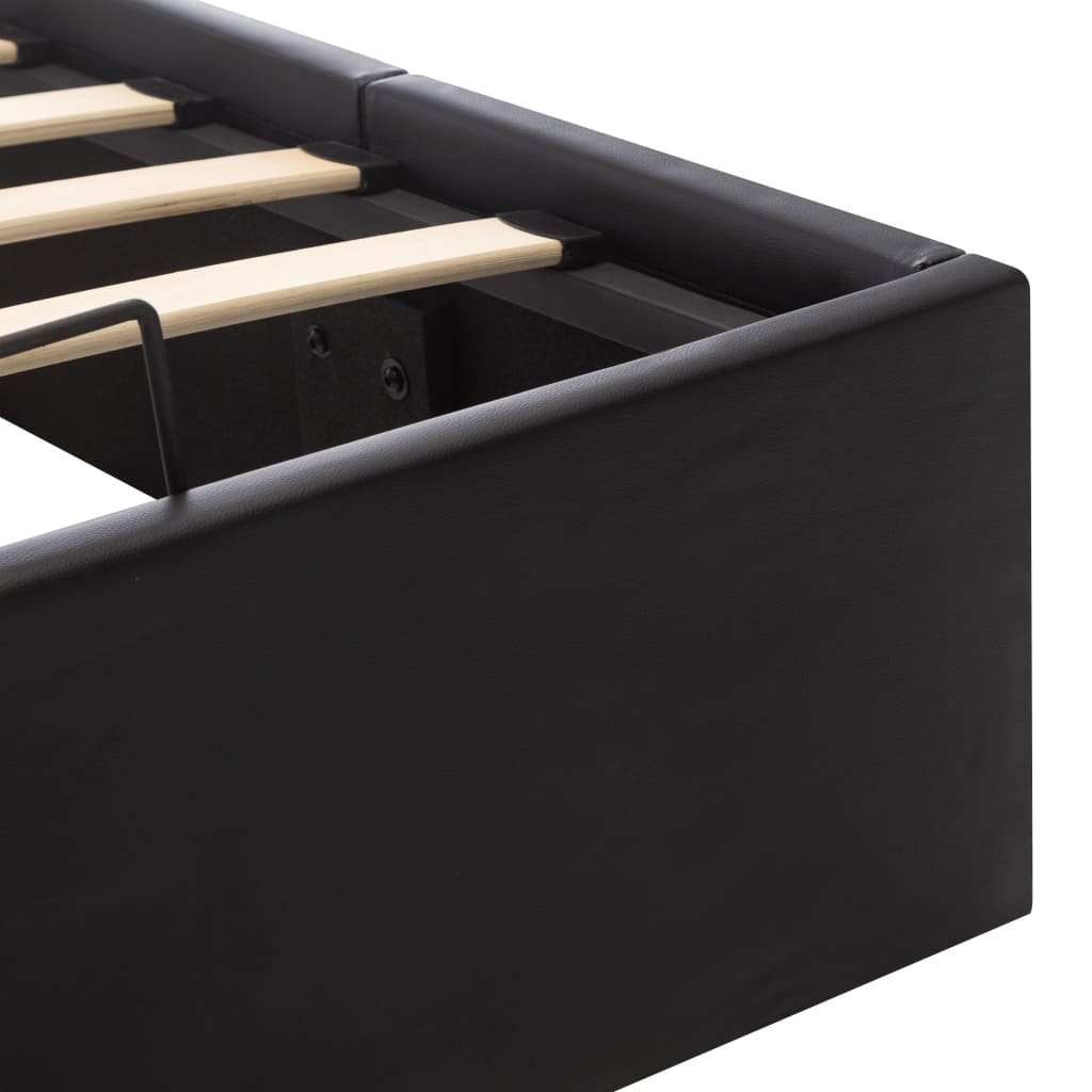 Bedframe met opslag hydraulisch kunstleer zwart 100x200 cm is nu te koop bij PeponiXL, paradijselijk wonen!