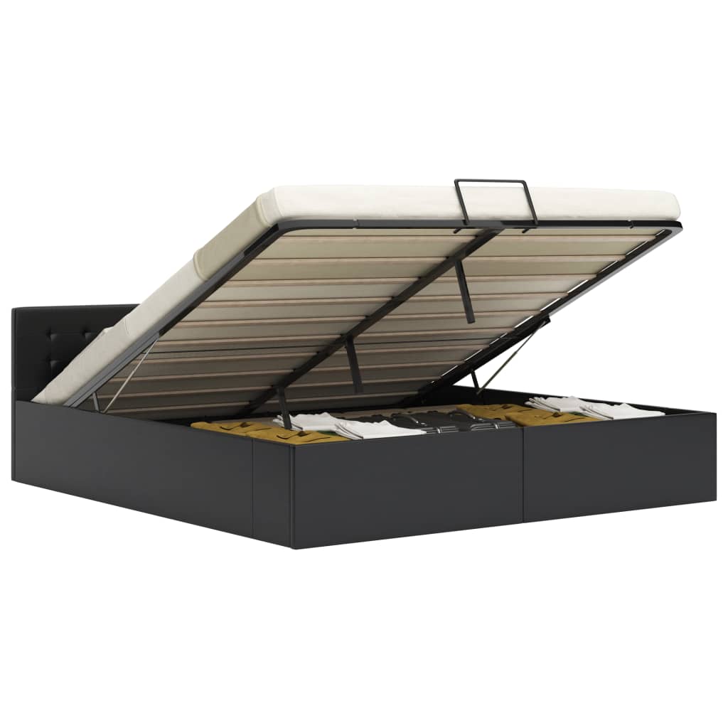Bedframe hydraulisch kunstleer zwart 160x200 cm is nu te koop bij PeponiXL, paradijselijk wonen!