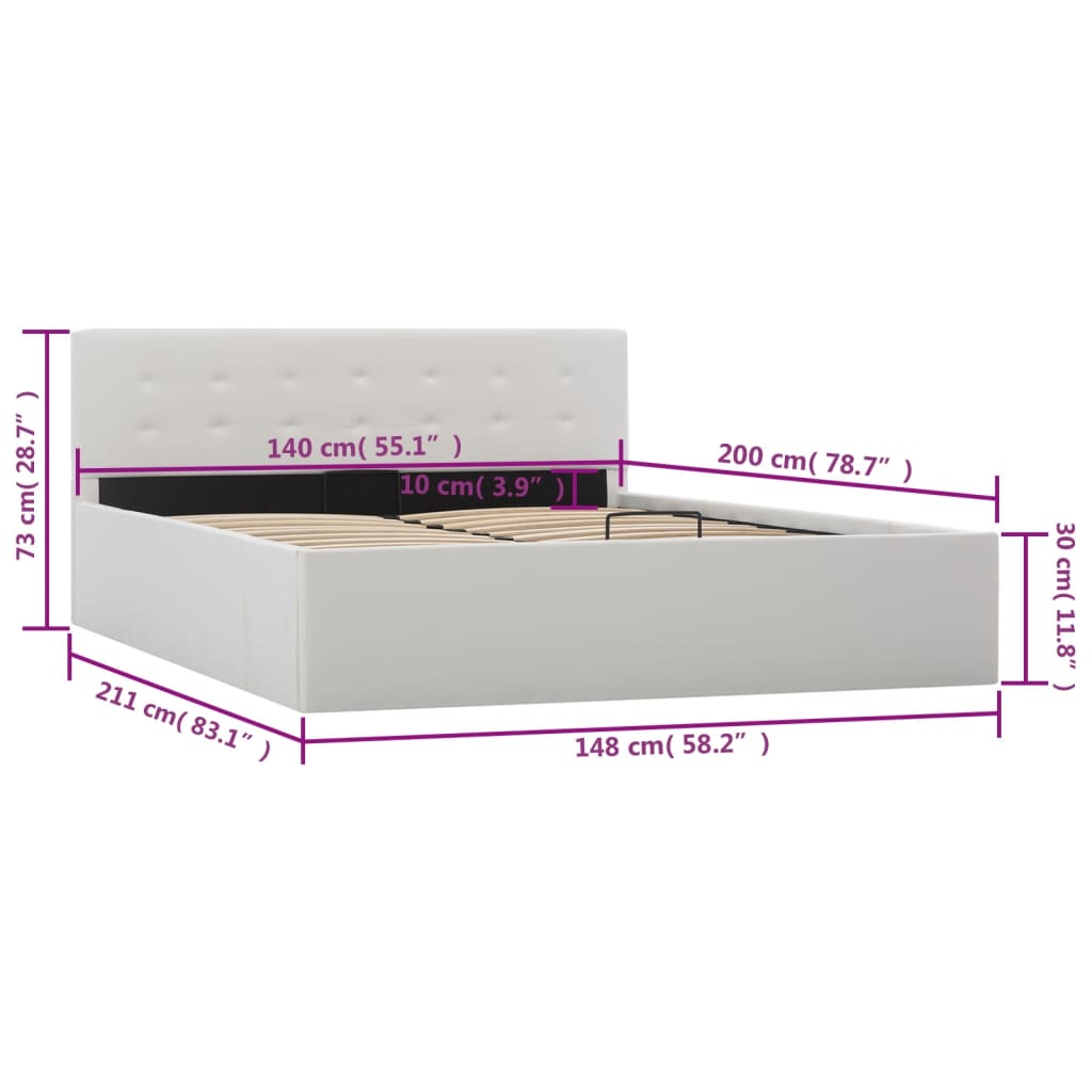 Bedframe hydraulisch kunstleer wit 140x200 cm is nu te koop bij PeponiXL, paradijselijk wonen!