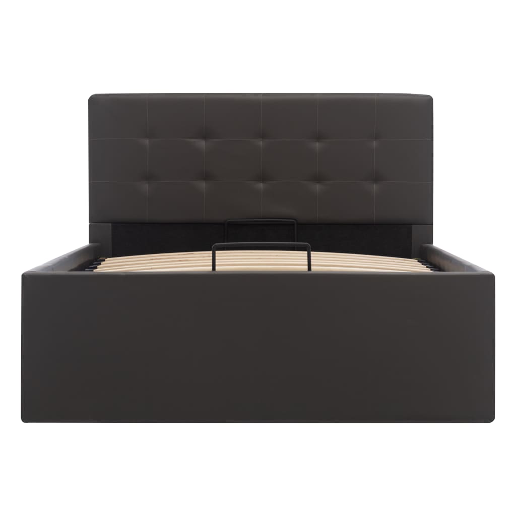 Bedframe met opbergruimte hydraulisch kunstleer grijs 90x200 cm is nu te koop bij PeponiXL, paradijselijk wonen!