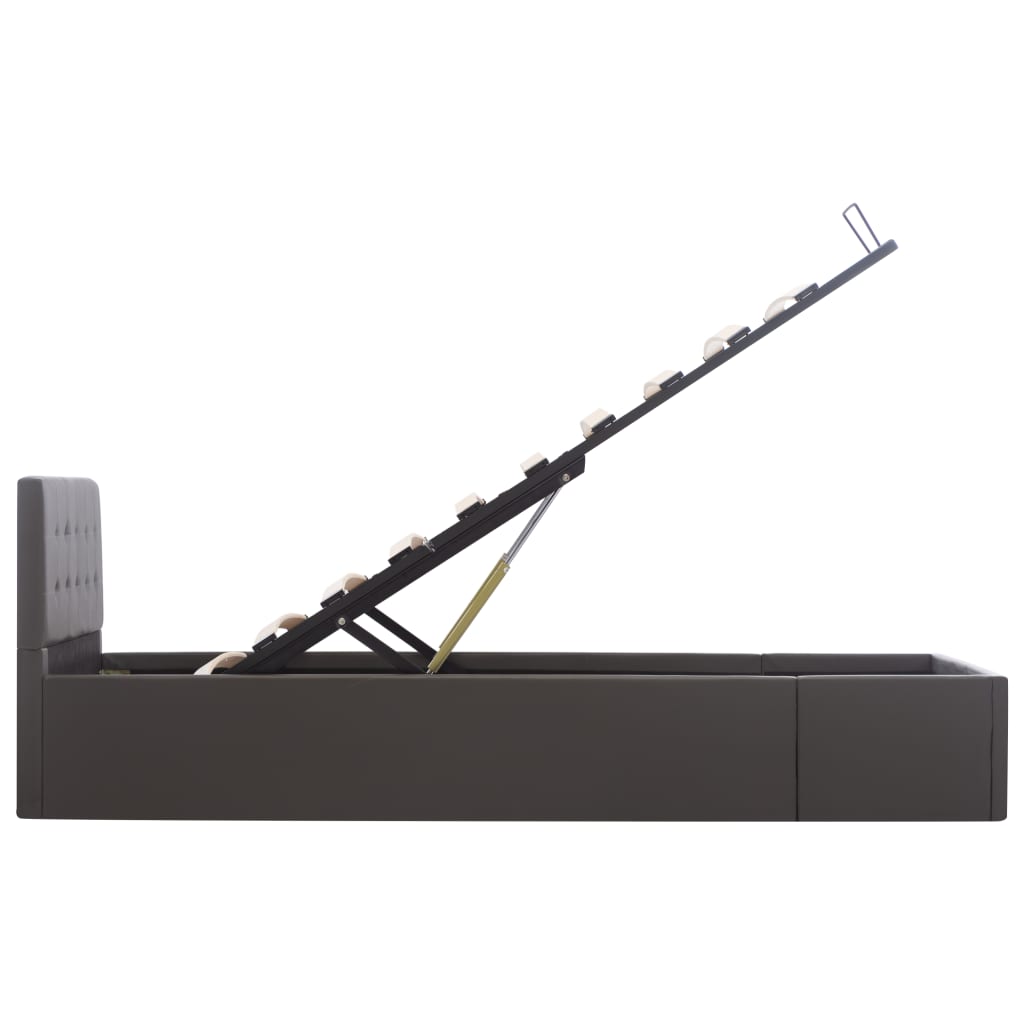 Bedframe met opbergruimte hydraulisch kunstleer grijs 90x200 cm is nu te koop bij PeponiXL, paradijselijk wonen!