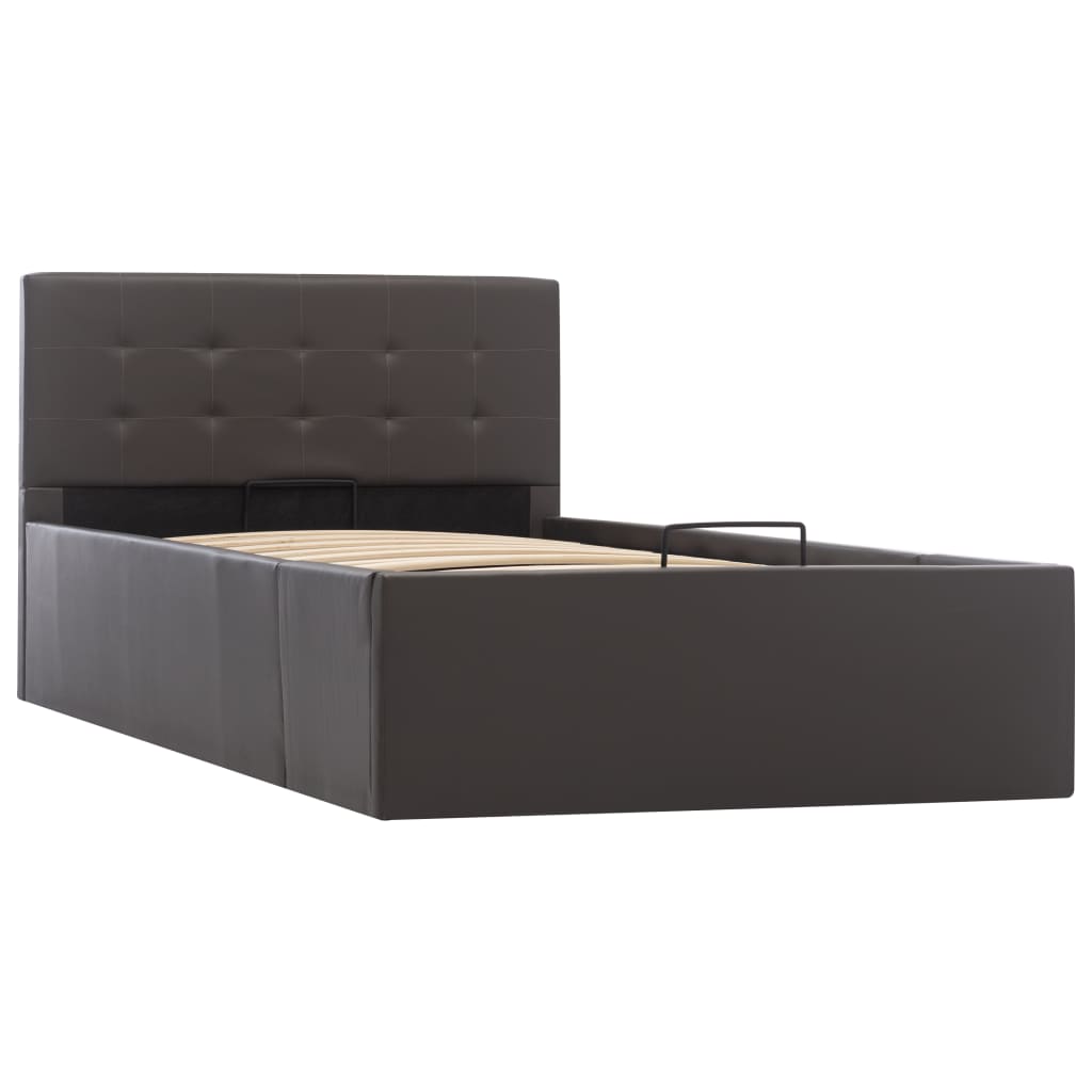 Bedframe met opslag hydraulisch kunstleer grijs 100x200 cm is nu te koop bij PeponiXL, paradijselijk wonen!