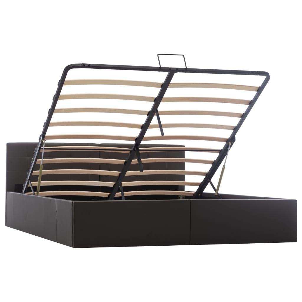 Bedframe met opslag hydraulisch kunstleer grijs 160x200 cm is nu te koop bij PeponiXL, paradijselijk wonen!