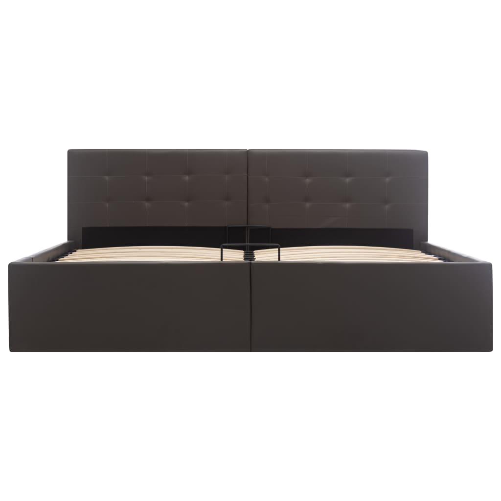 Bedframe met opslag hydraulisch kunstleer grijs 160x200 cm is nu te koop bij PeponiXL, paradijselijk wonen!