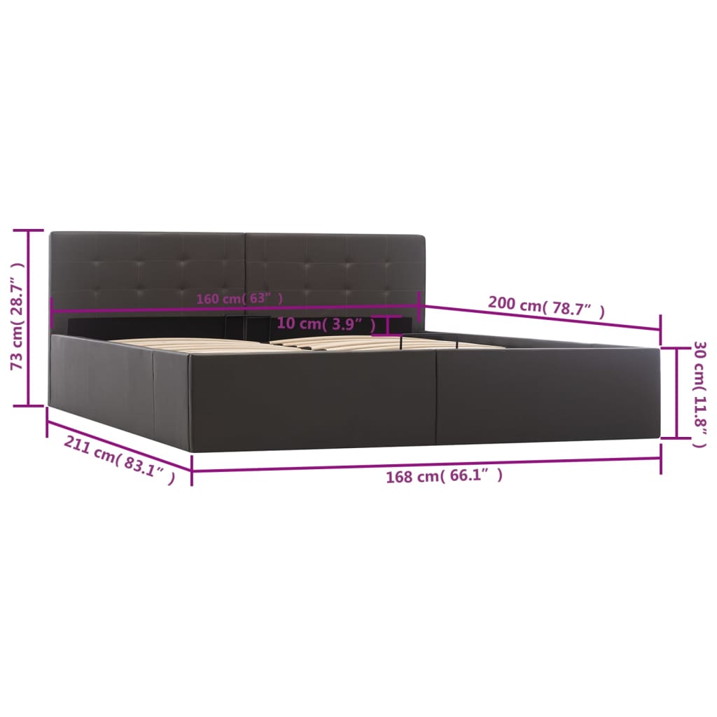 Bedframe met opslag hydraulisch kunstleer grijs 160x200 cm is nu te koop bij PeponiXL, paradijselijk wonen!