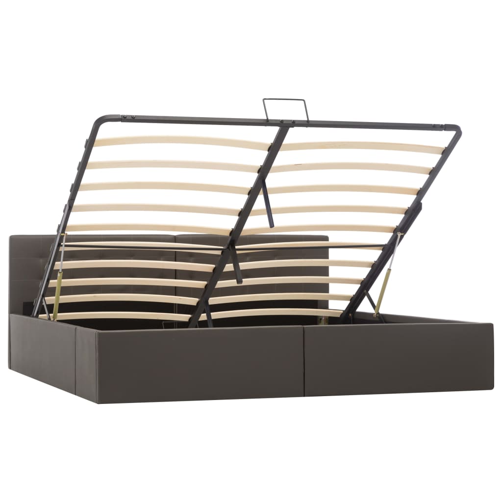 Bedframe met opslag hydraulisch kunstleer grijs 180x200 cm is nu te koop bij PeponiXL, paradijselijk wonen!