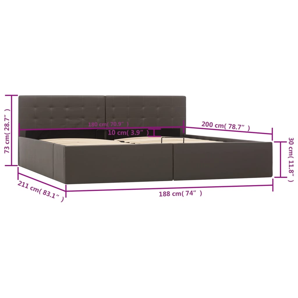 Bedframe met opslag hydraulisch kunstleer grijs 180x200 cm is nu te koop bij PeponiXL, paradijselijk wonen!