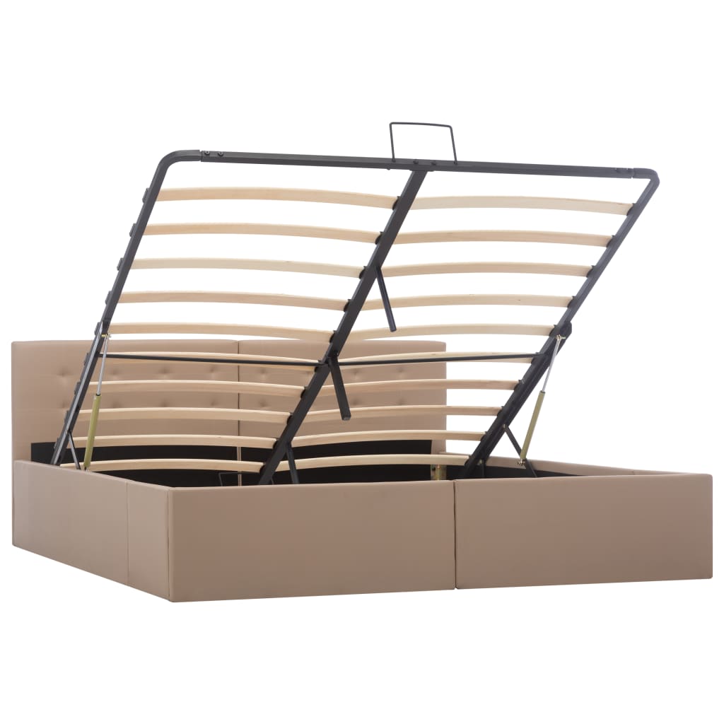Bedframe met opslag hydraulisch kunstleer cappuccino 160x200 cm is nu te koop bij PeponiXL, paradijselijk wonen!