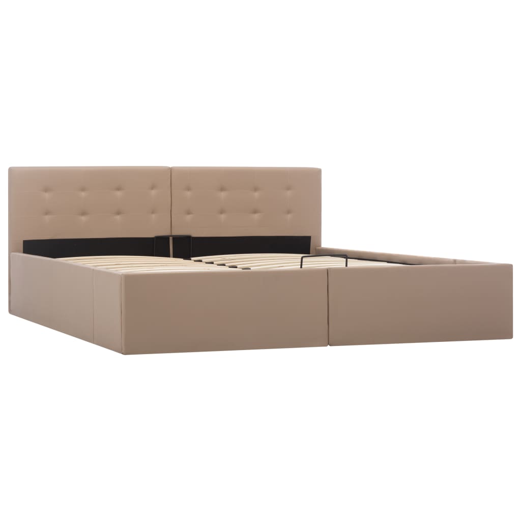 Bedframe met opslag hydraulisch kunstleer cappuccino 160x200 cm is nu te koop bij PeponiXL, paradijselijk wonen!