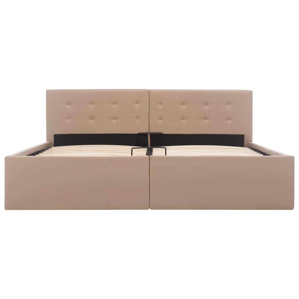 Bedframe met opslag hydraulisch kunstleer cappuccino 160x200 cm is nu te koop bij PeponiXL, paradijselijk wonen!