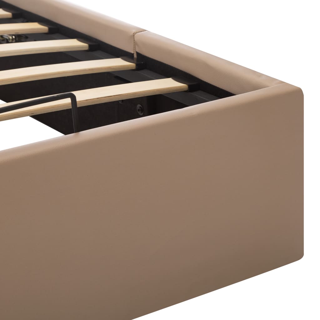 Bedframe met opslag hydraulisch kunstleer cappuccino 160x200 cm is nu te koop bij PeponiXL, paradijselijk wonen!