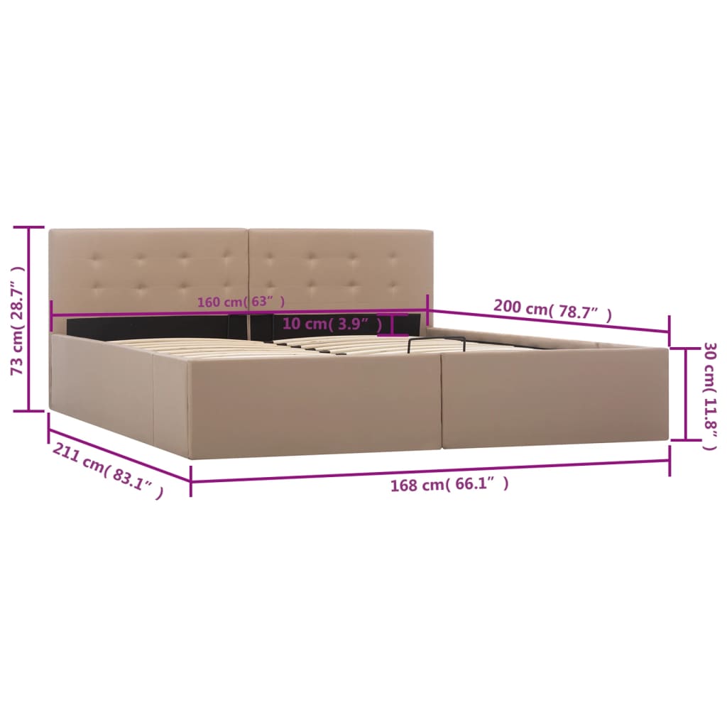 Bedframe met opslag hydraulisch kunstleer cappuccino 160x200 cm is nu te koop bij PeponiXL, paradijselijk wonen!
